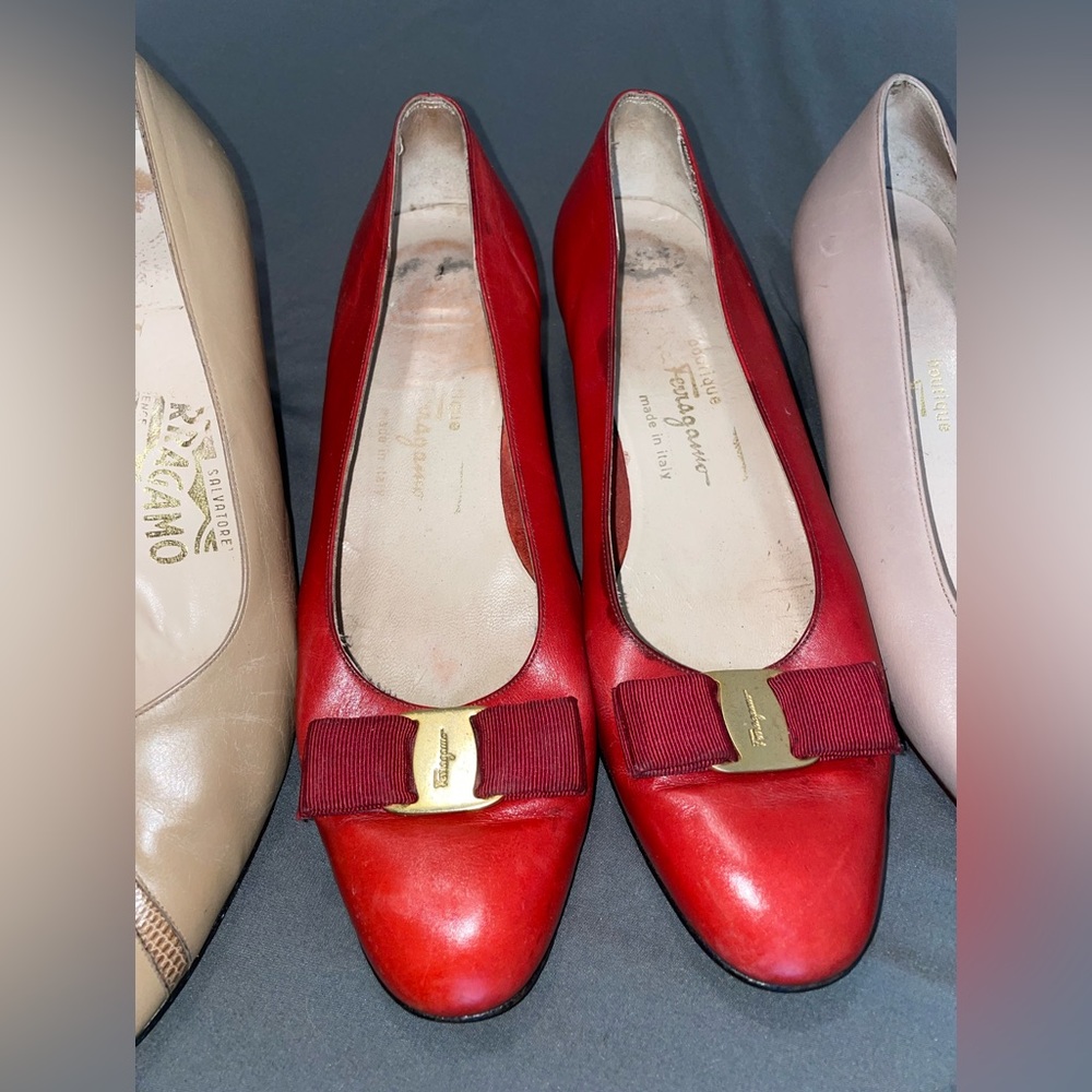 ✨4 for $110✨ Salvatore Ferragamo Vintage Kitten Heels Loafer Pumps Size 9.5 & 10 - Picture 6 of 10